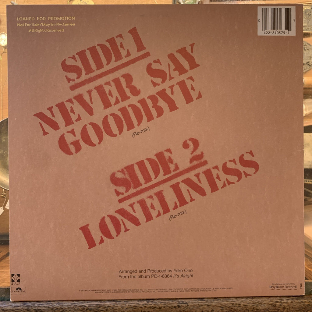 YOKO ONO  12" Walking On Thin Ice PROMO  w/ Lyrics - Never Say Goodbye PROM0