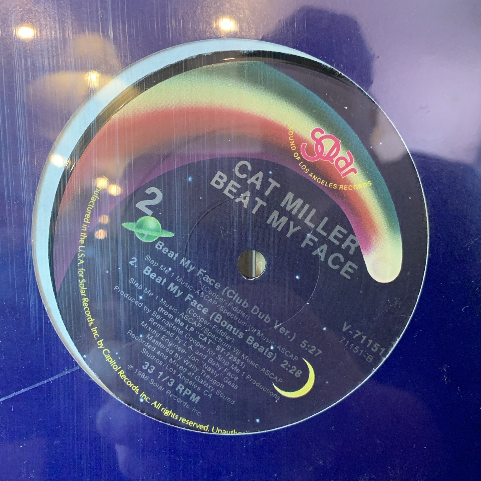 Cat Miller ‎– Beat My Face -  Solar ‎– V-71151 - 12” Promo - SEALED