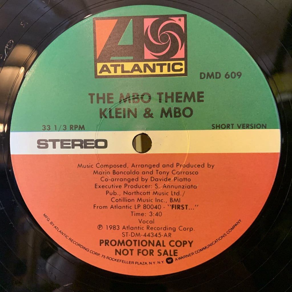 Klein & MBO – The MBO Theme - Atlantic – DMD 609 - 12” Promo - NEAR MINT