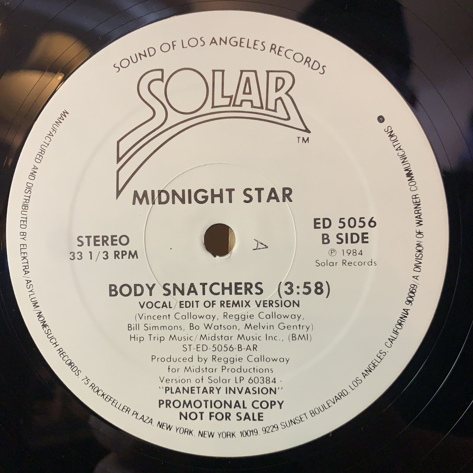 Midnight Star ‎– Body Snatchers -  Solar ‎– ED 5056 - 12” Promo - NEAR MINT+