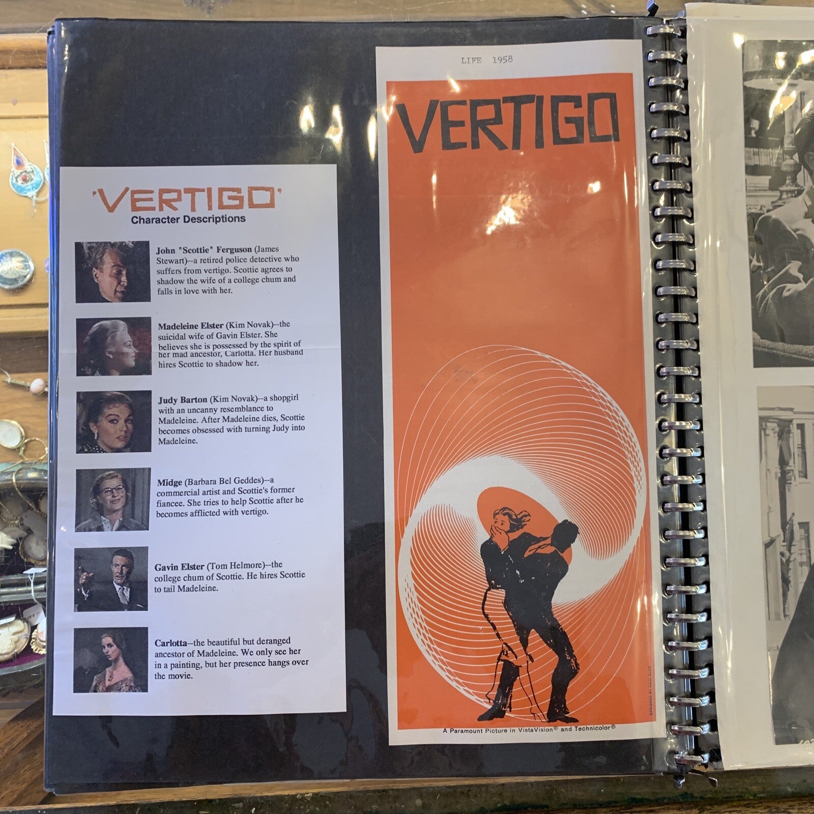Movie Ephemera Scrapbook  - Vertigo - Alfred Hitchcock - Audrey Hepburn - Etc