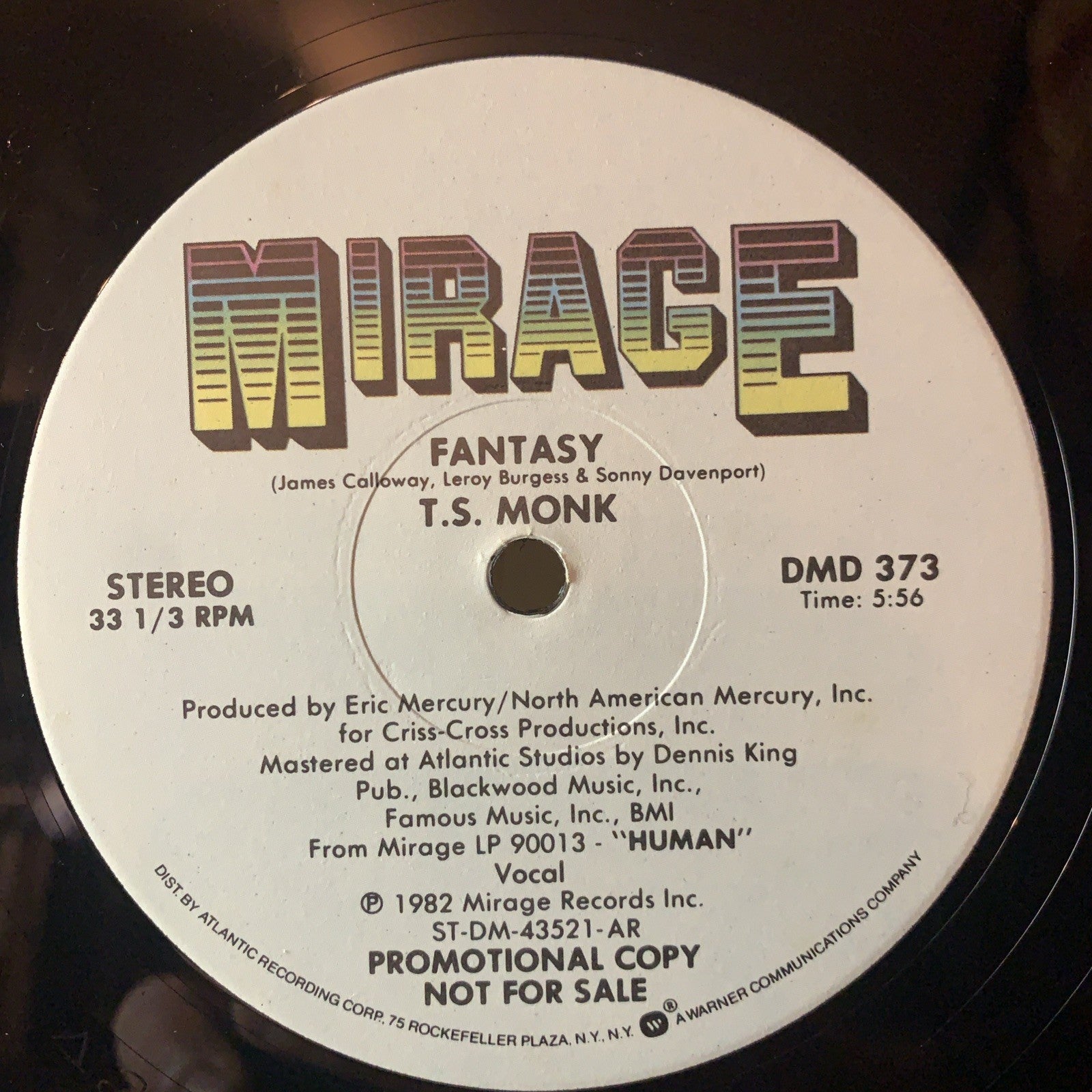 T.S. Monk – Fantasy -  Mirage (2) ‎– DMD 373 - 12” Promo - NEAR MINT+