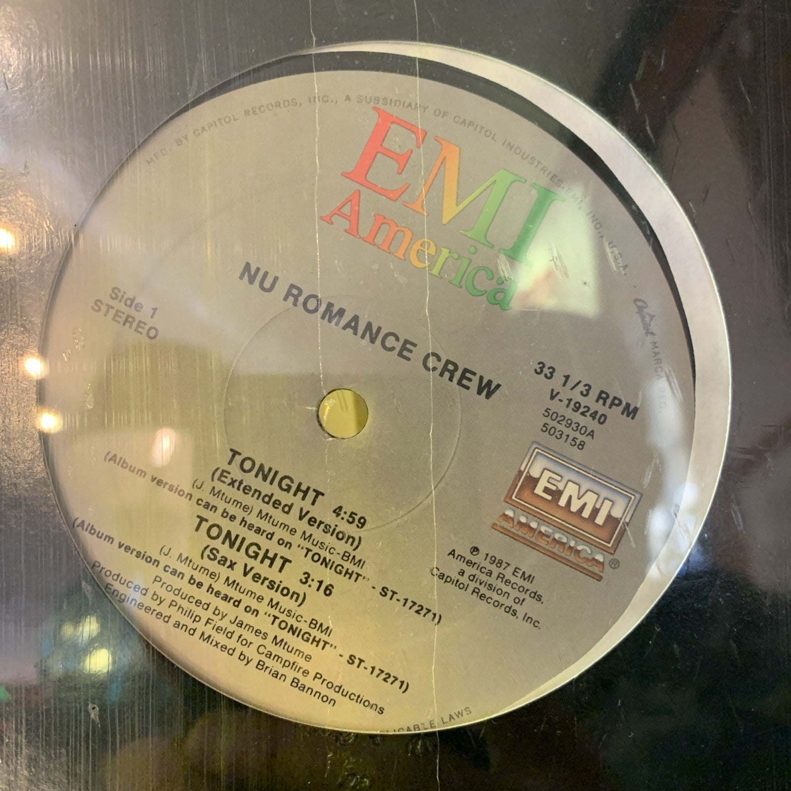 Nu Romance Crew ‎– Tonight - EMI America ‎– V-19240 - Hype - SEALED COPY!