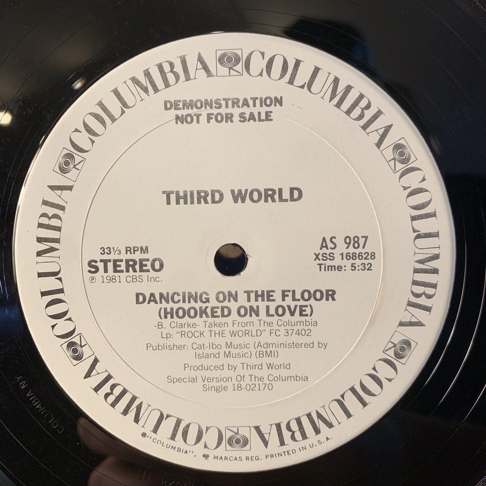 Third World ‎– Dancing On The Floor (Hooked On Love) - 12” White Label Promo NM+