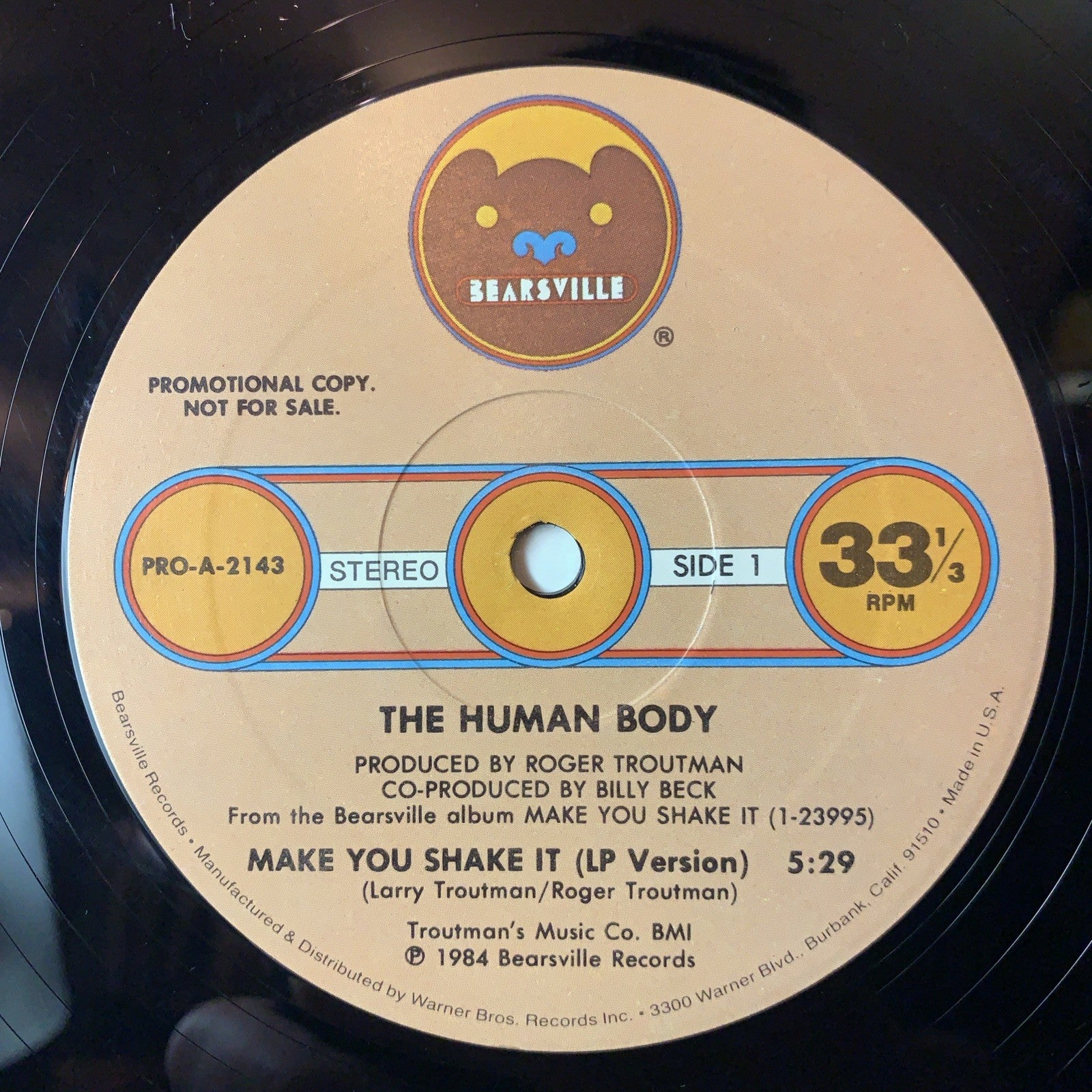 The Human Body – Make You Shake It - Bearsville ‎– PRO-A-2143 - Promo - NM (M-)