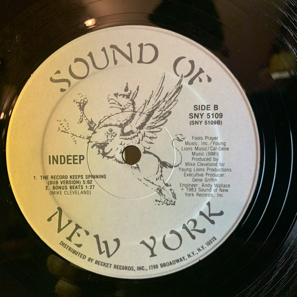Indeep – The Record Keeps Spinning - Sound Of New York – SNY 5109 - 12” PROMO NM
