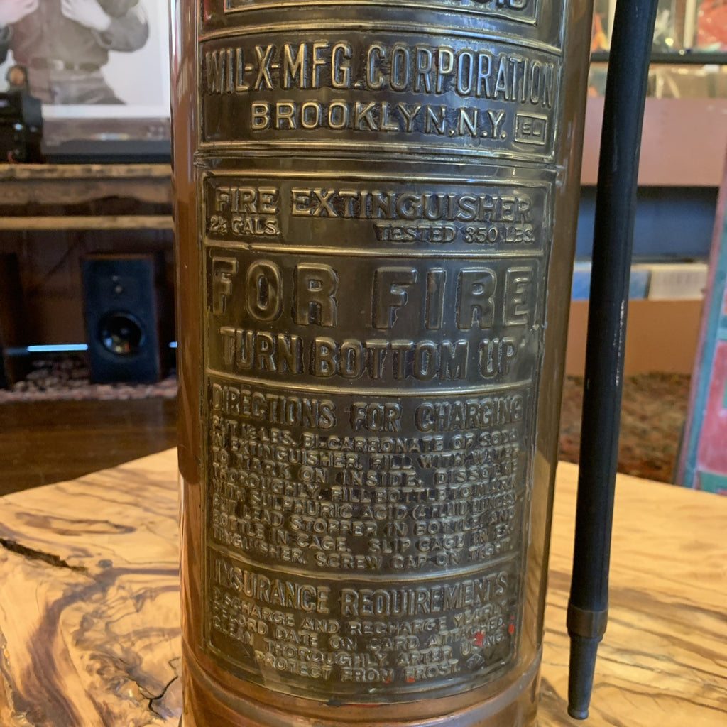 Wil-X Brass Fire Extinguisher - Ca. 1920 - Brooklyn, NY - Excellant Condition