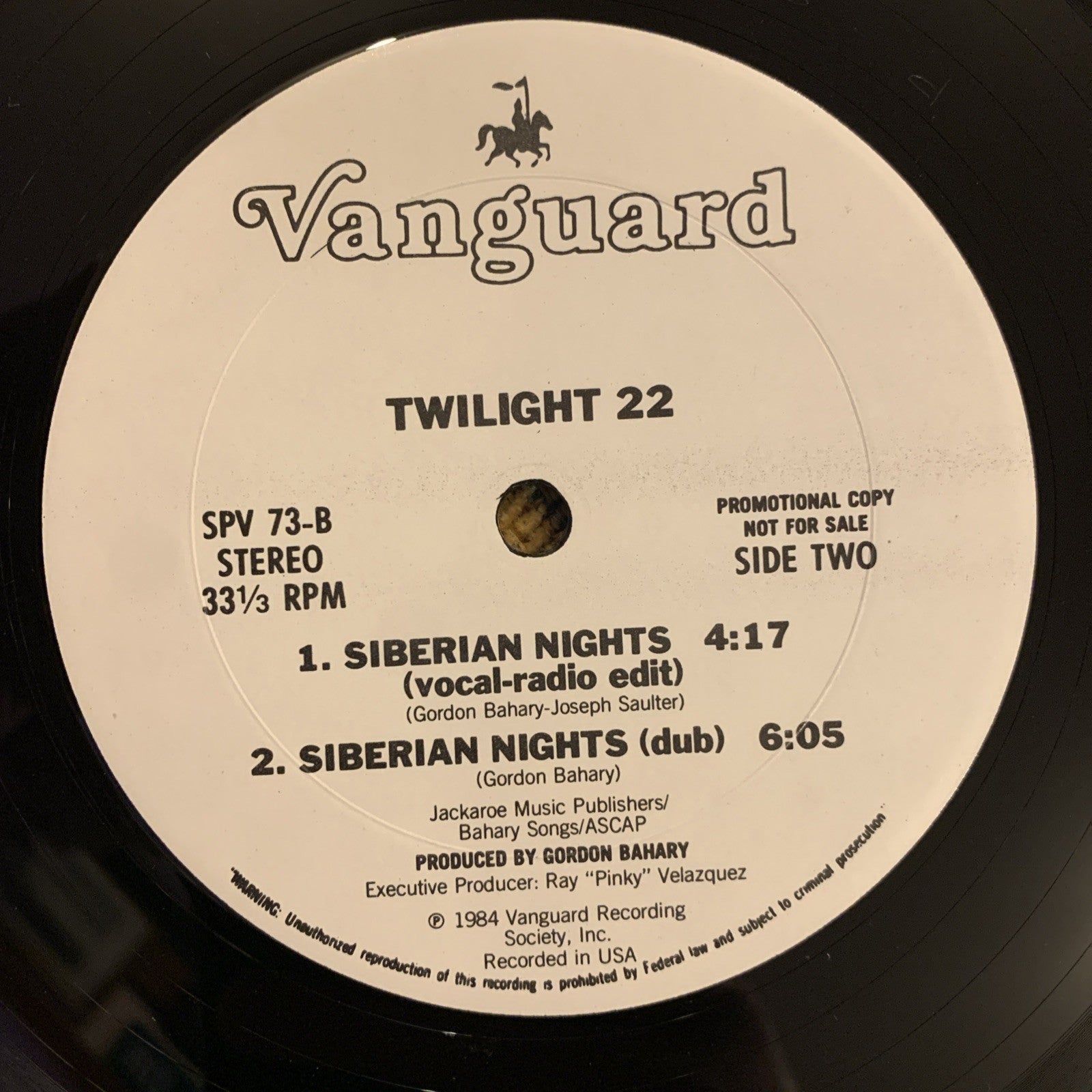 Twilight 22 ‎– Siberian Nights -  Vanguard ‎– SPV 73 - 12” WL Promo - NEAR MINT+