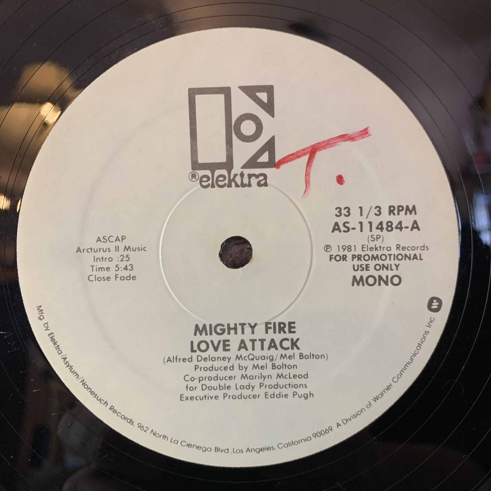 Mighty Fire – Love Attack - Elektra – AS-11484 - 12” Promo - NEAR MINT+