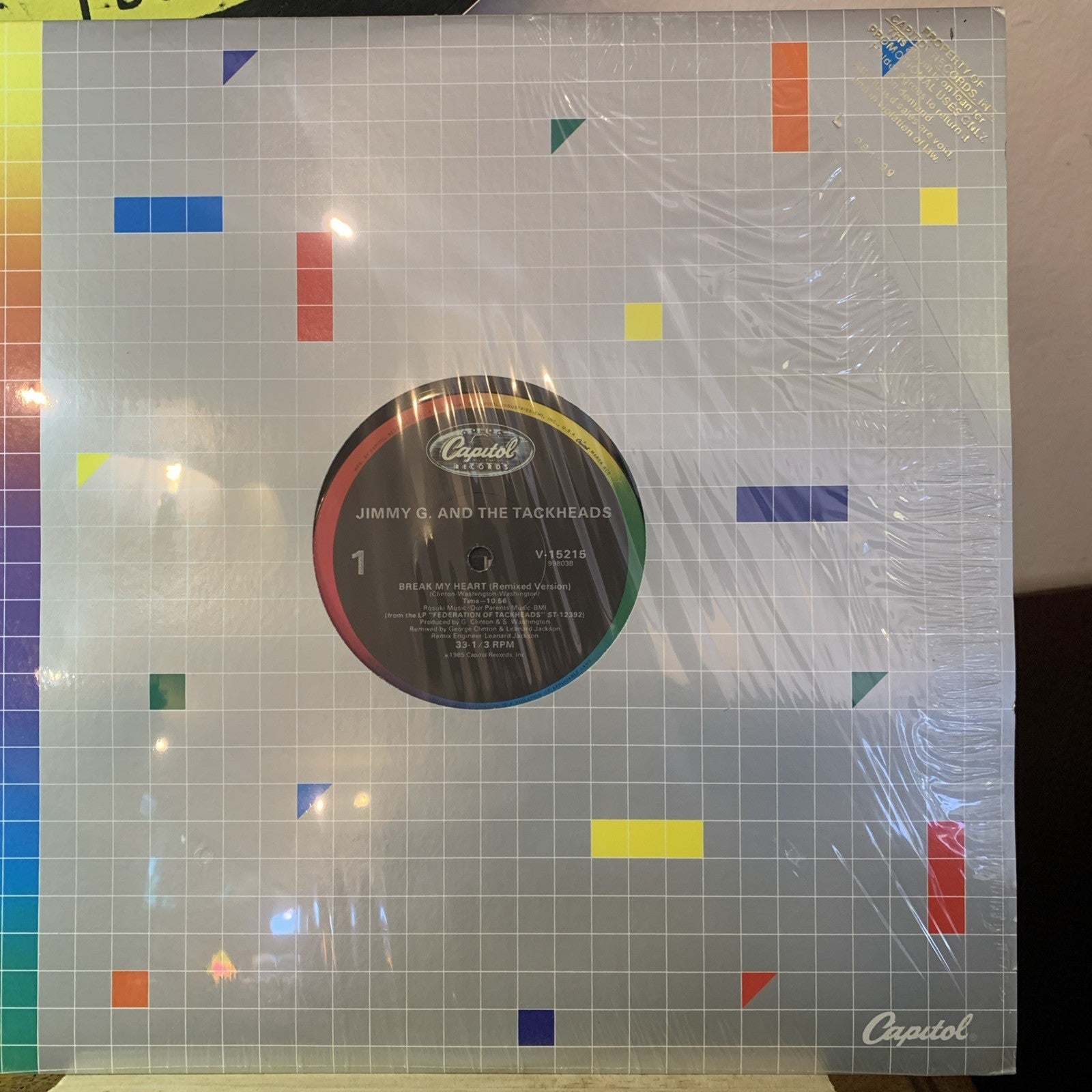 Jimmy G. And The Tackheads ‎– Break My Heart - 12” Gold Stamp Promo NM/NM