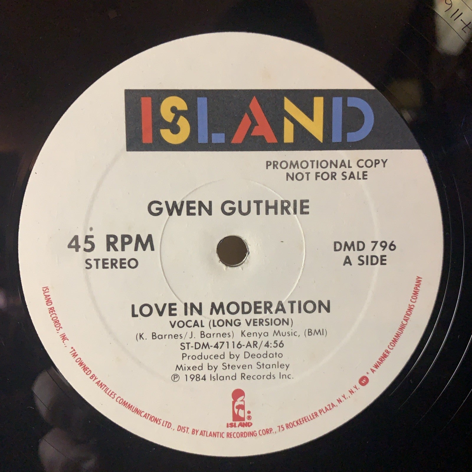 Gwen Guthrie – Love In Moderation - Island Records – DMD 796 - Promo - NM (M-)