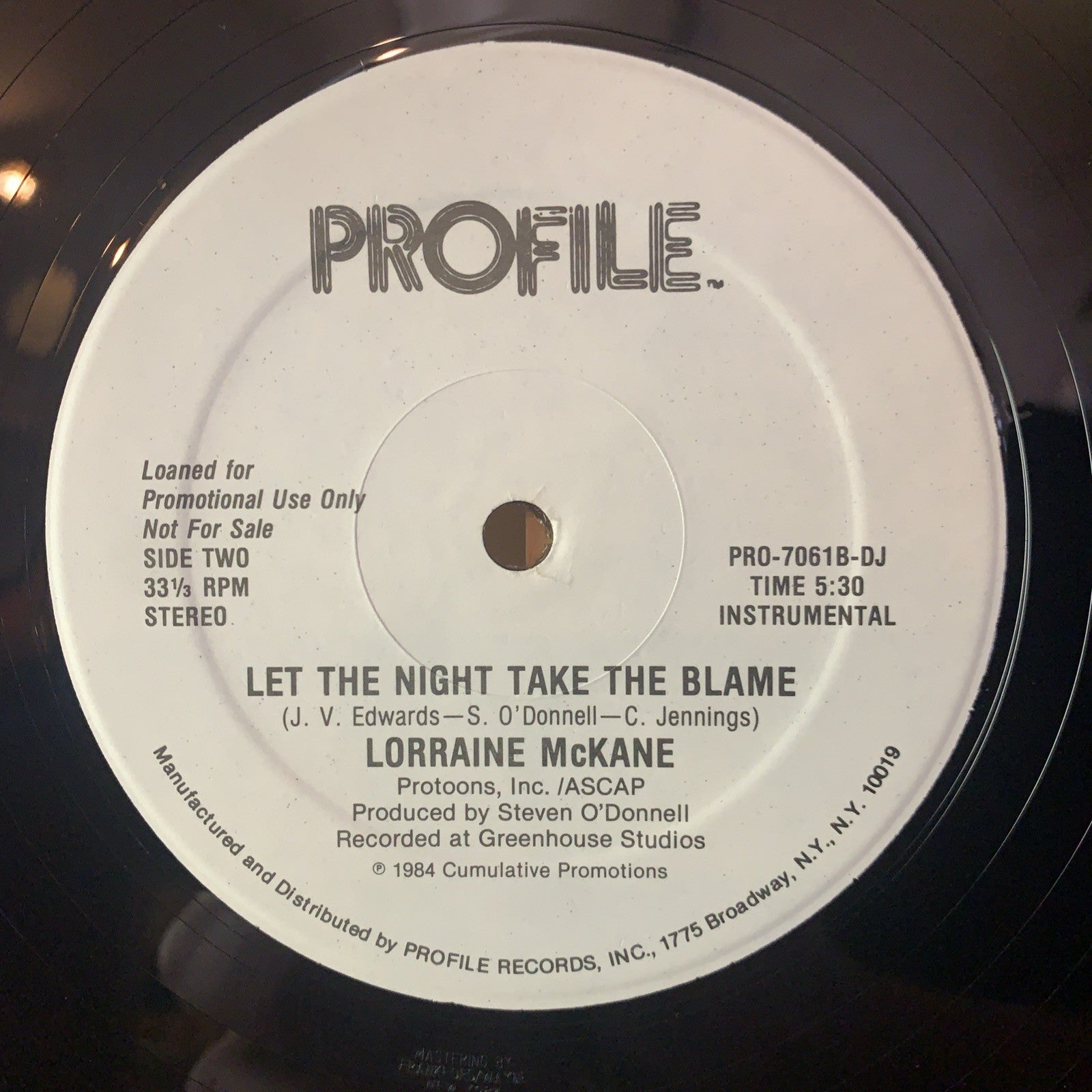 Lorraine McKane ‎– Let The Night Take The Blame - 12” PROMO - EX/NM