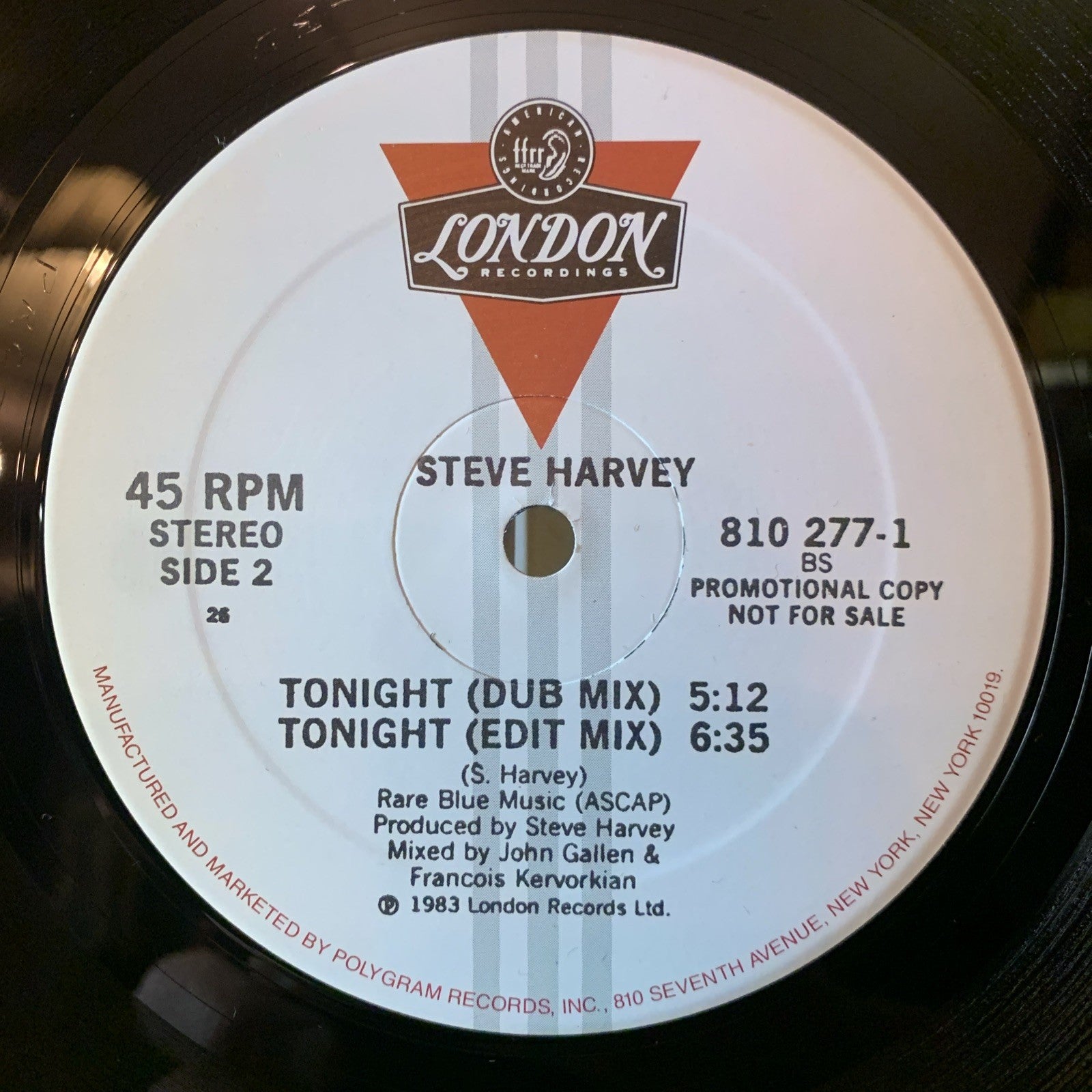 Steve Harvey – Tonight - London Records – 810 277-1 - 12” Promo - NM (M-)
