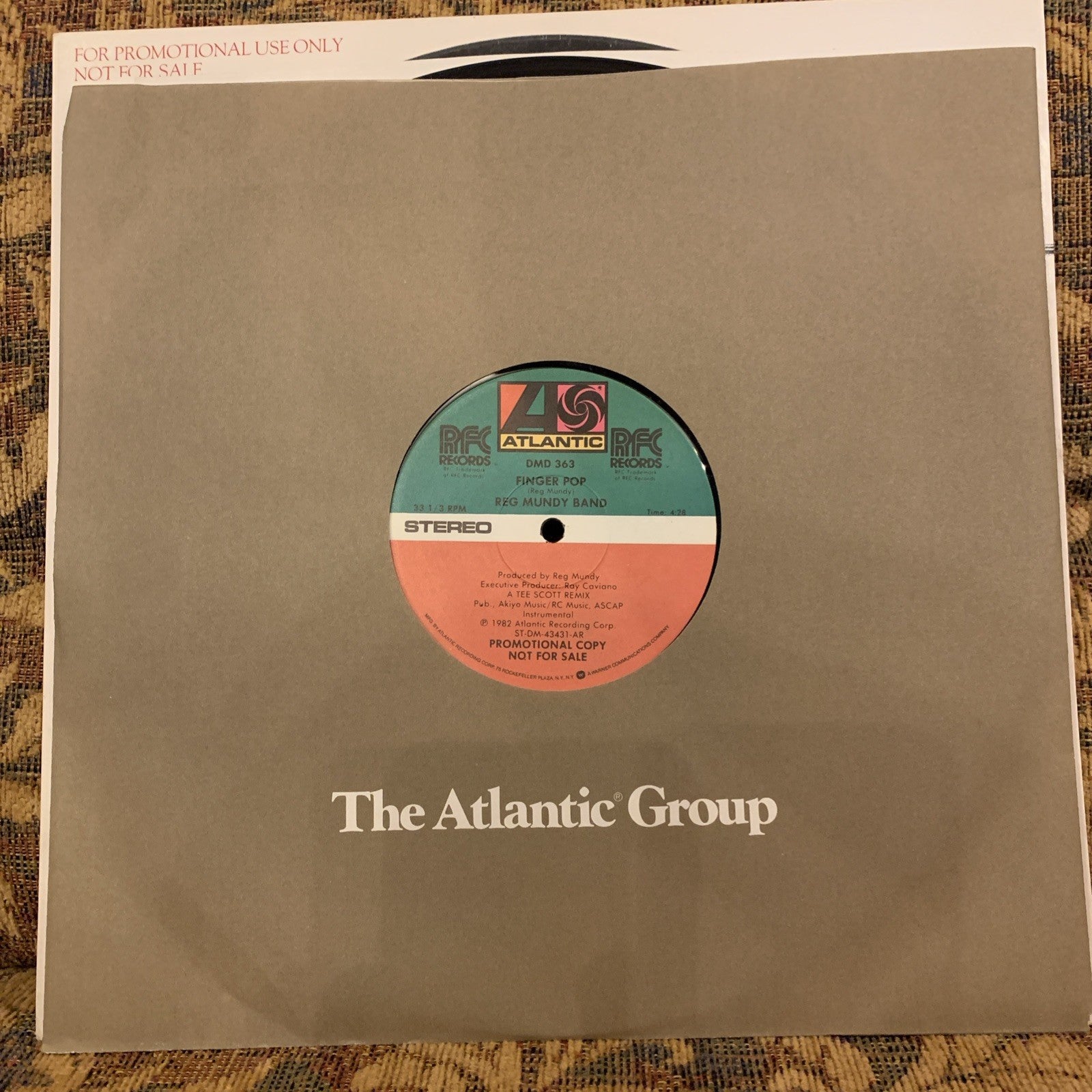 Reg Mundy Band – Finger Pop - Atlantic – DMD 363 - 12” Promo - NEAR MINT+