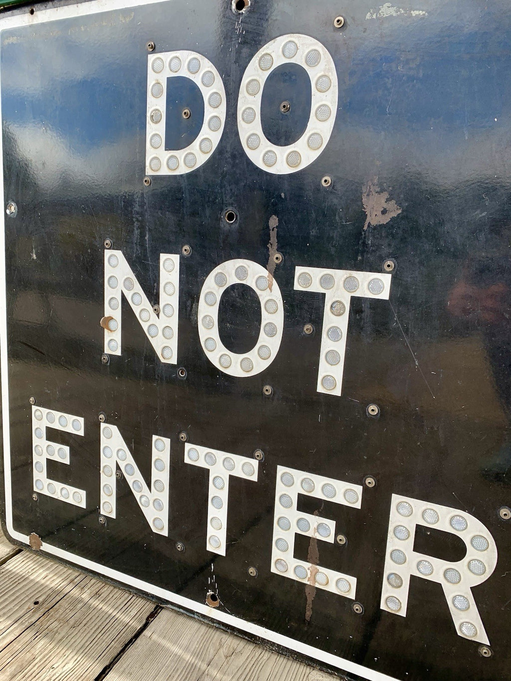 Original 1950s Porcelain DO NOT ENTER Freeway Sign With Reflectors