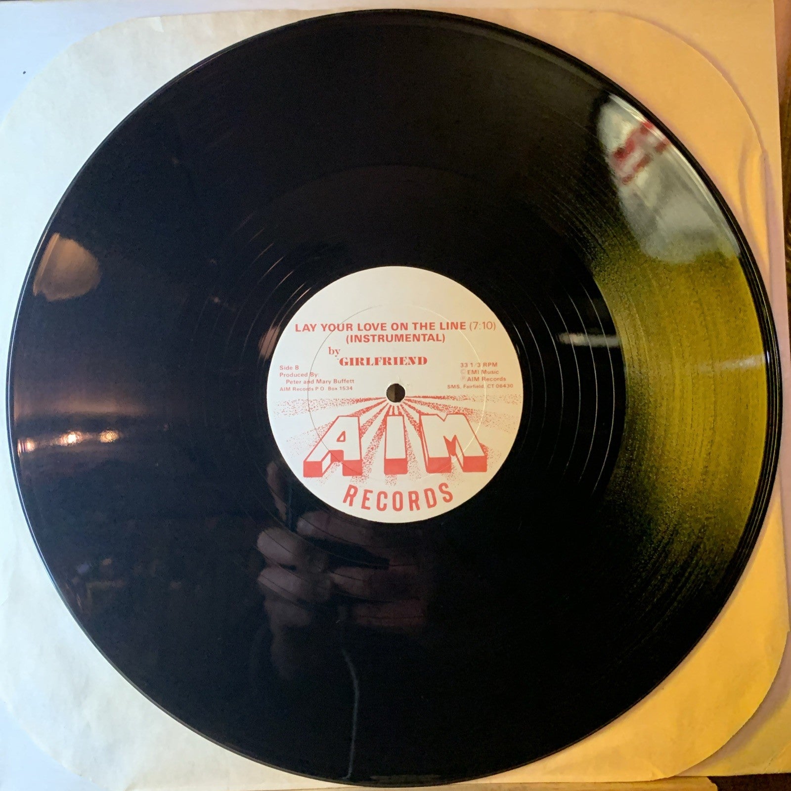 Girlfriend – Lay Your Love On The Line - AIM Records – AIM 12104 - 12” Promo NM