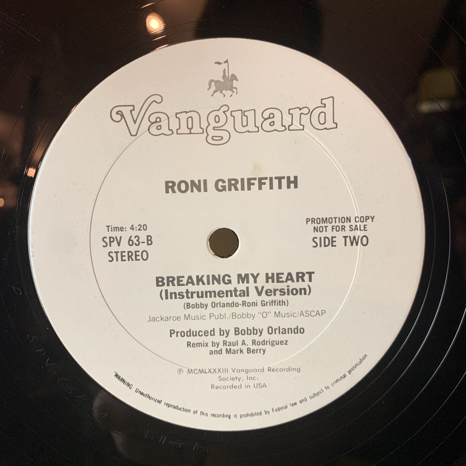 Roni Griffith – Breaking My Heart - Vanguard – SPV 63 - 12” Promo - NM (M-)