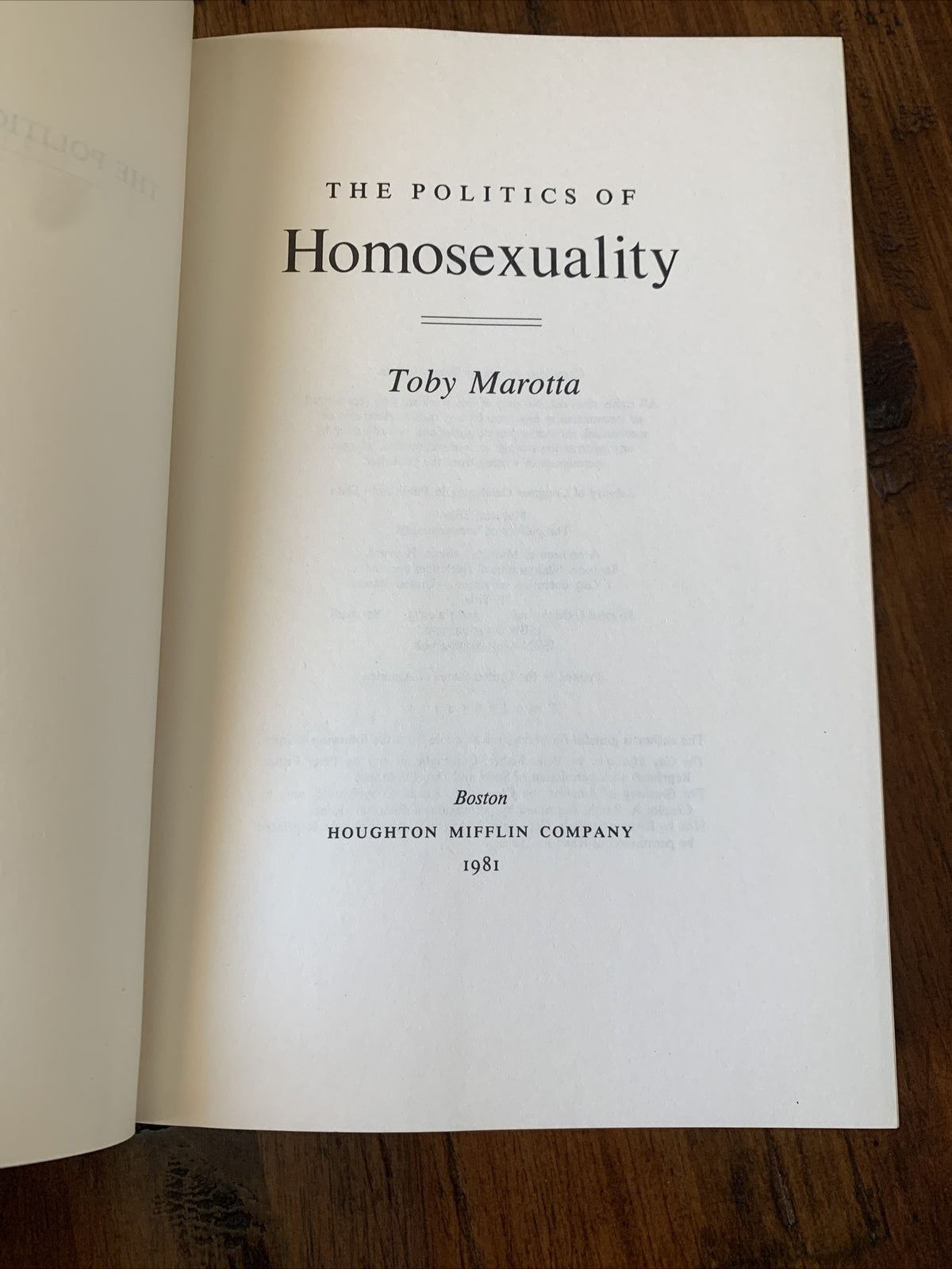 The Politics of Homosexuality - Toby Marotta - Inscribed First Edition