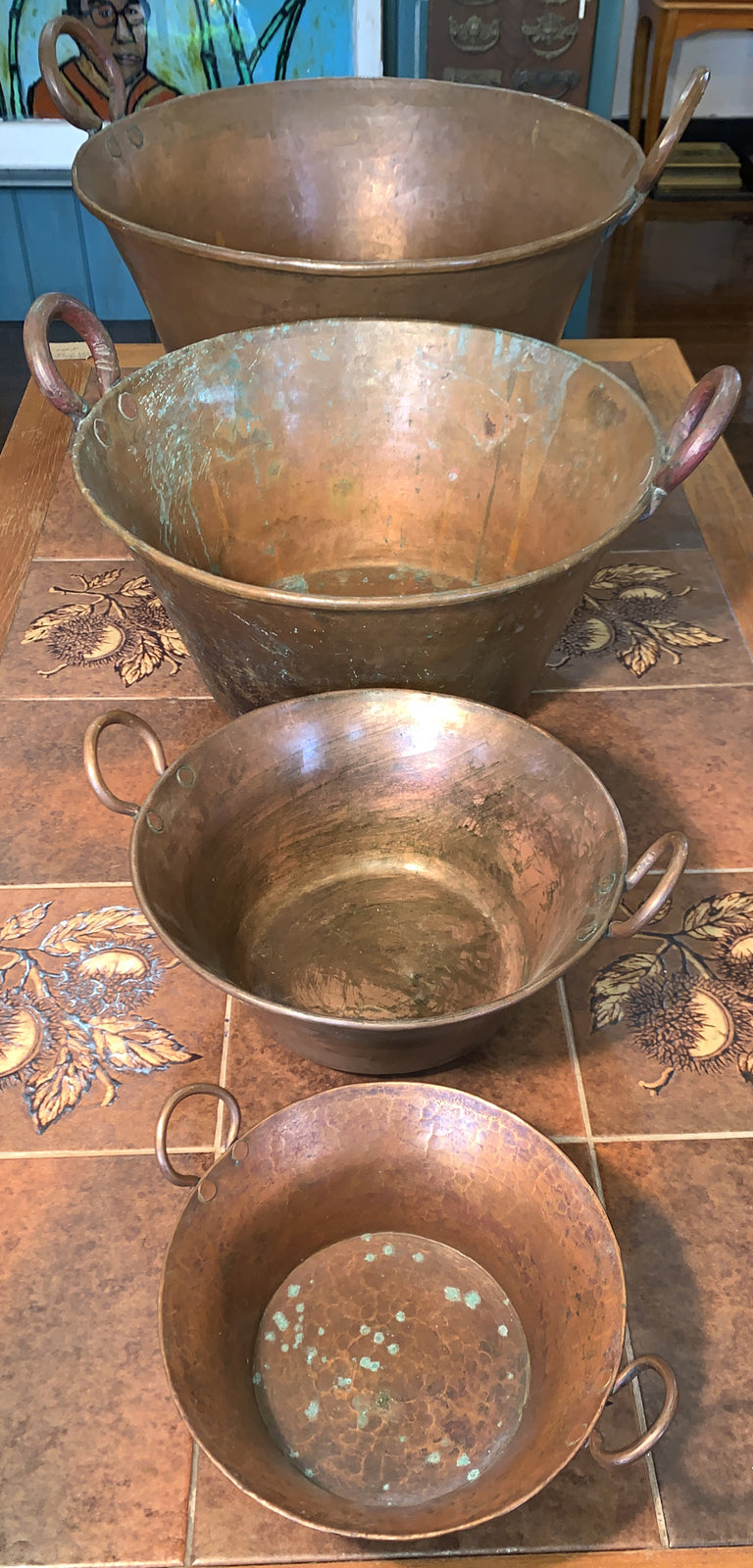 ANTIQUE HAMMERED COPPER KETTLES POTS - 1800s/Early 1900s - ARTS & CRAFTS PERIOD