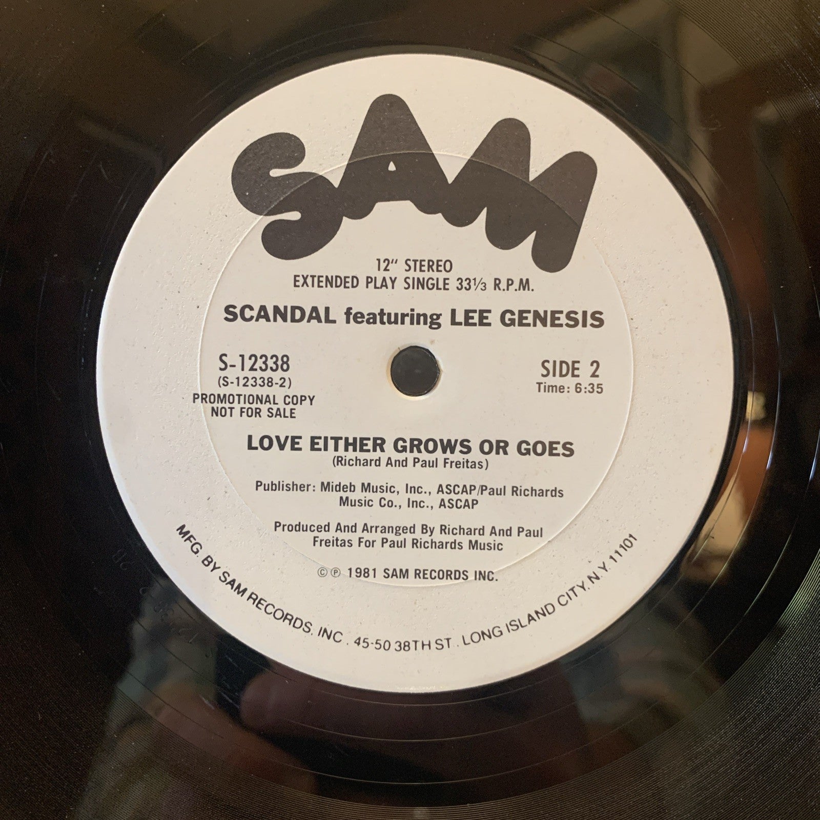 Scandal Featuring Lee Genesis – I Wanna Do It - Sam Records – 12” Promo - NM+