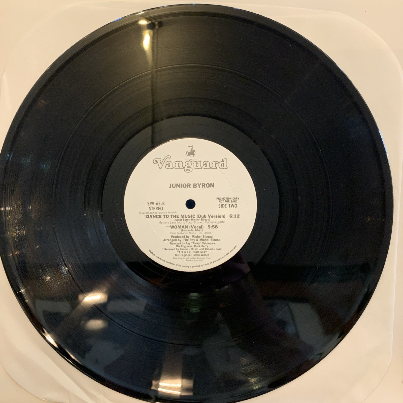 Junior Byron – Dance To The Music - Vanguard SPV-65 - White Label Promo - NM+