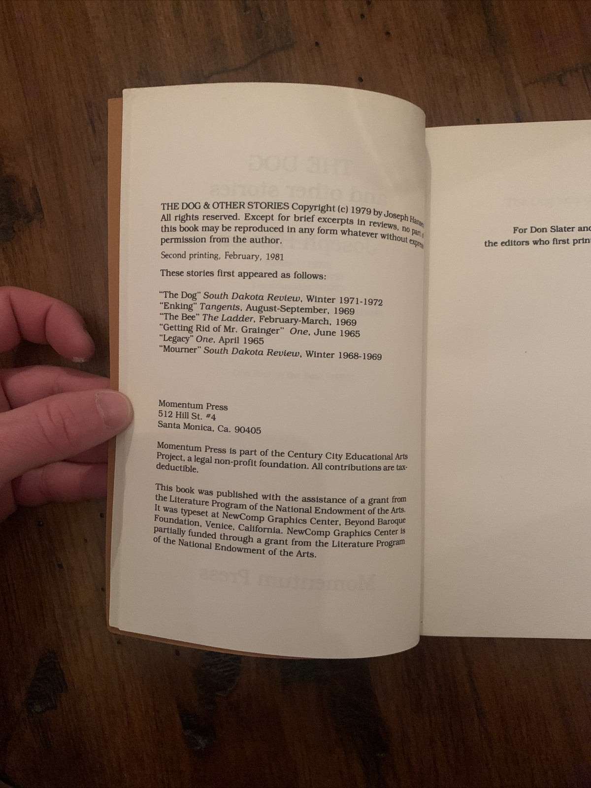 Joseph Hansen The Dog and other stories Signed First Edition (1979)
