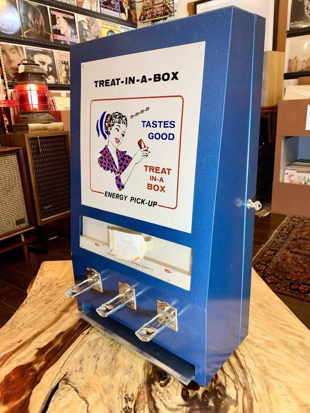 Antique 1950s Treat-In-A-Box Vending Machine - Working - With Key - Paperwork