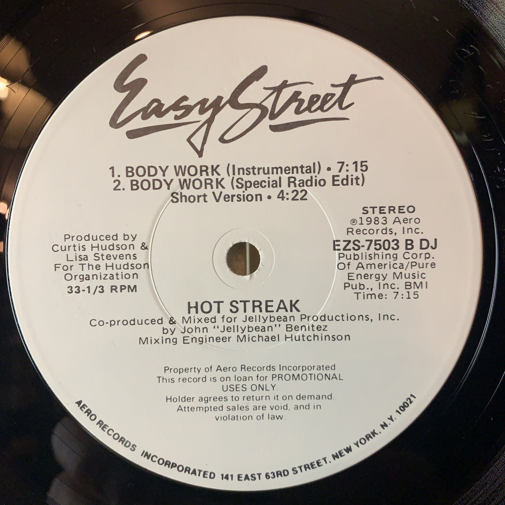 Hot Streak ‎– Body Work -  Easy Street Records - 12” Promo - NM (M-)