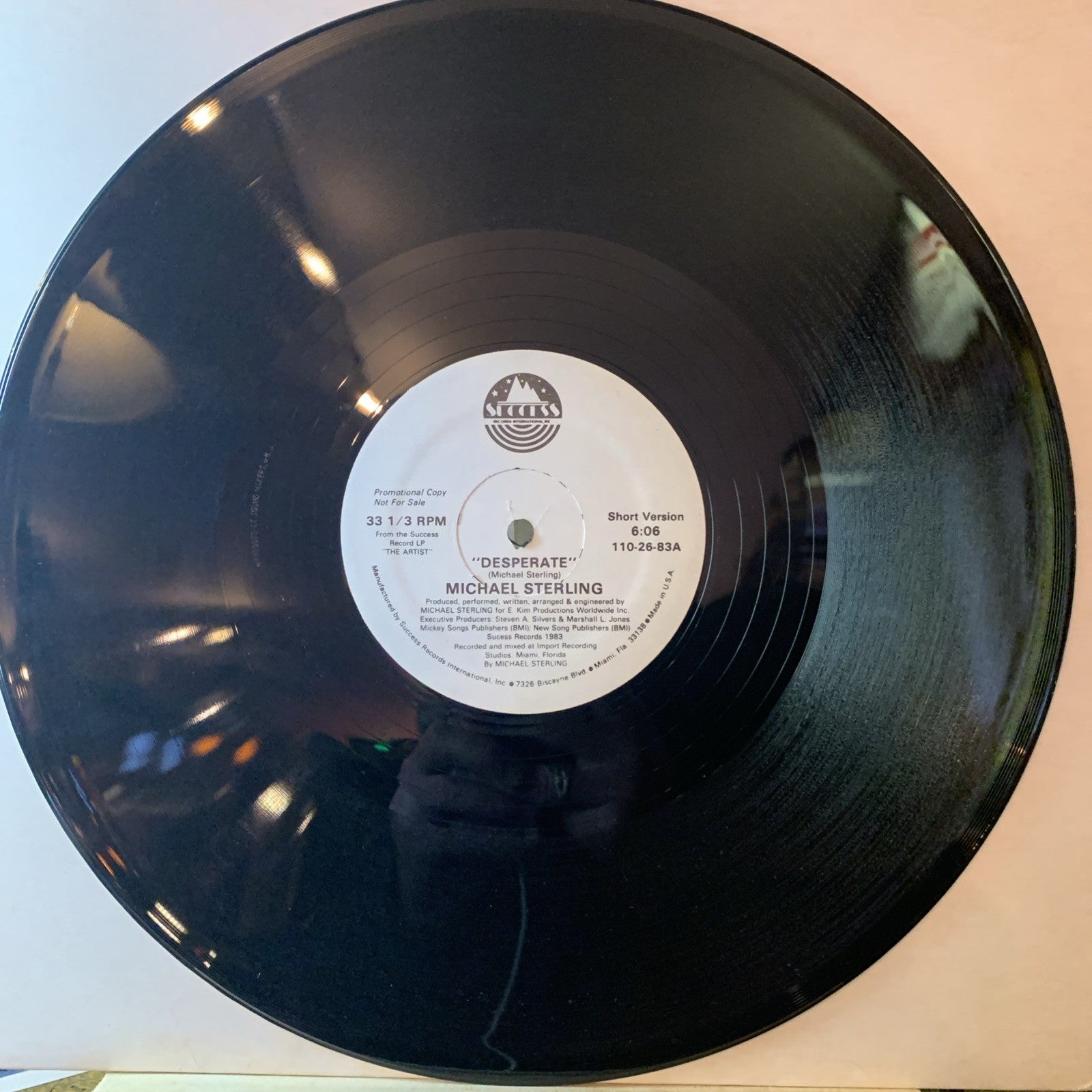 Michael Sterling ‎– Desperate - Success Records ‎– 110-26-83 - 12” Promo - NM+