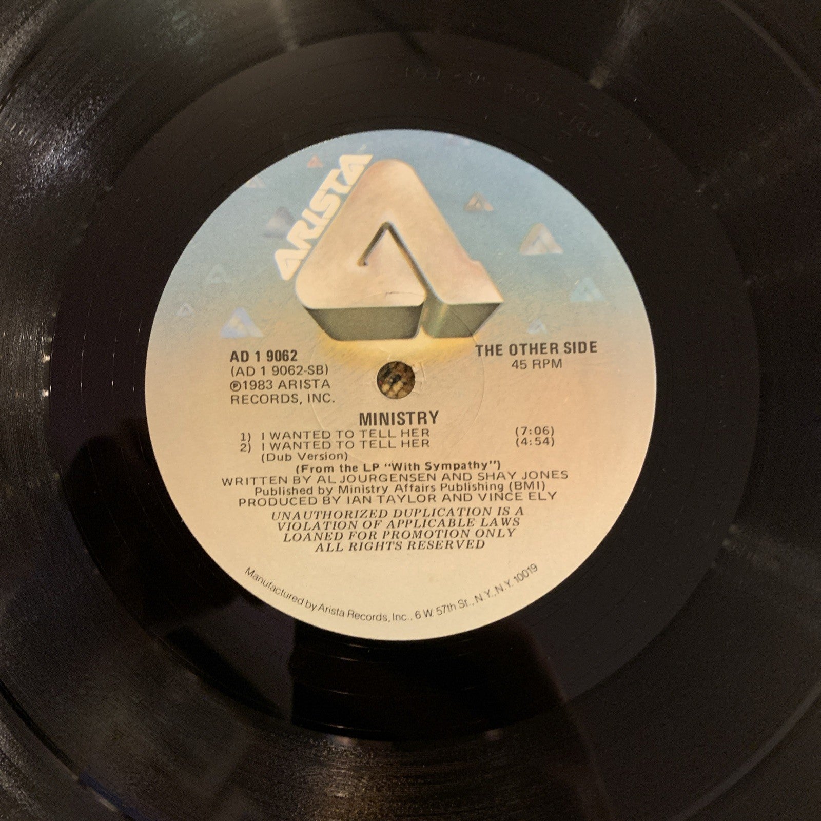 Ministry – Revenge - Arista – AD 1 9062 - Gold Promo - NM+