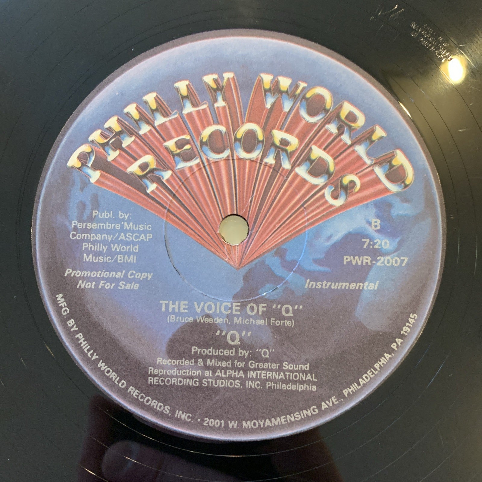 Q The Voice Of "Q" Vinyl Single 12inch EX Philly World Records