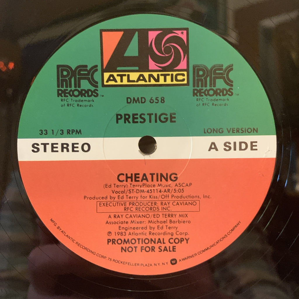 Prestige ‎– Cheating -  Atlantic ‎– DMD 658 - Hype Sticker - Promo - NM+