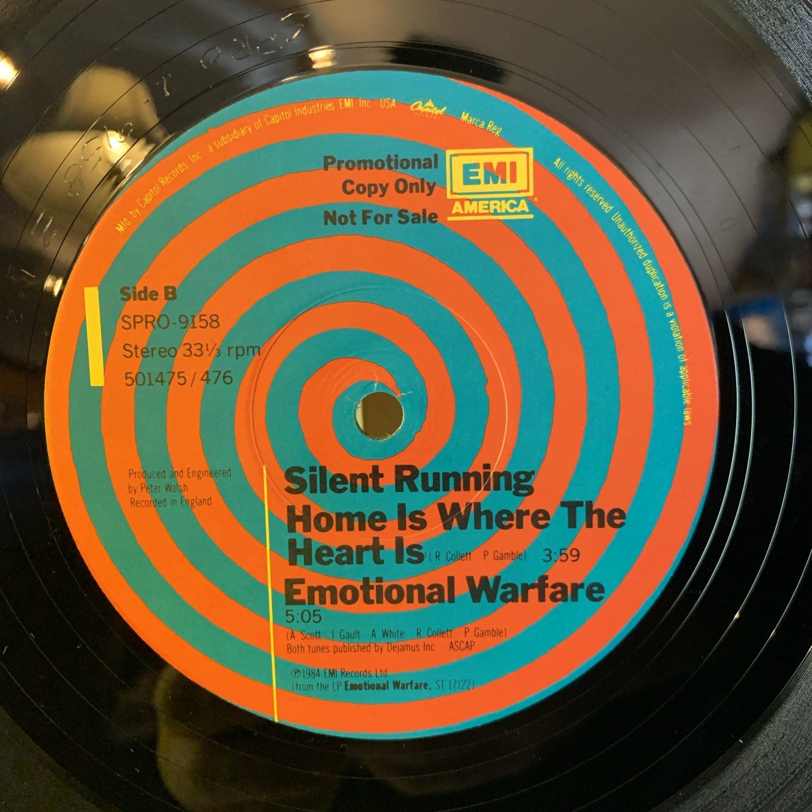 Silent Running ‎– Emotional Warfare - 12 Promo - Hype Sticker - NM/NM