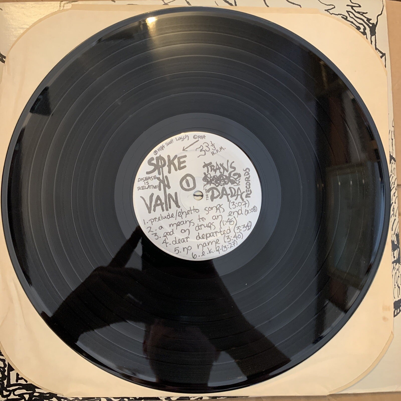 Spike In Vain - Disease Is Relative - OG Top Copy (1984) - EX/EX