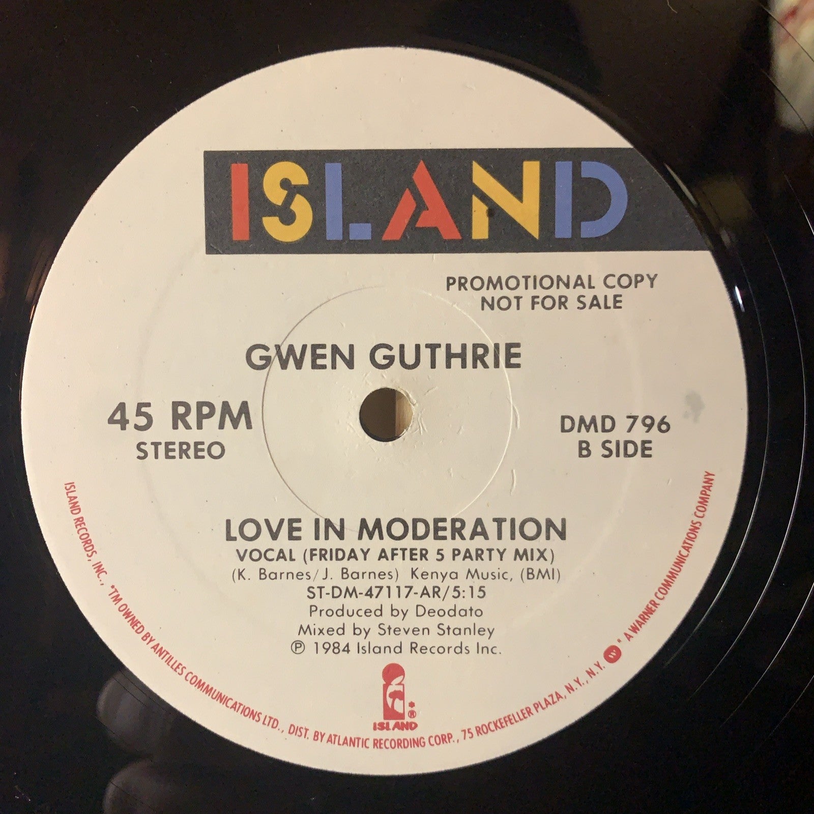 Gwen Guthrie – Love In Moderation - Island Records – DMD 796 - Promo - NM (M-)