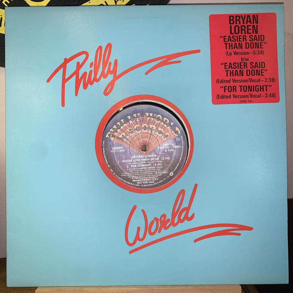 Bryan Loren – Easier Said Than Done - Philly World Records - 12” Promo - NM (M-)