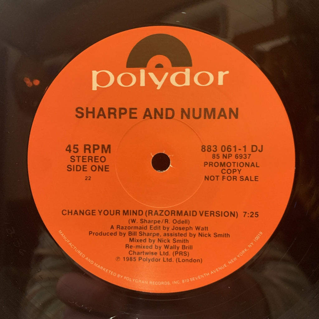 Sharpe And Numan – Change Your Mind - Polydor – 883 061-1 - Promo - VG+/NM+