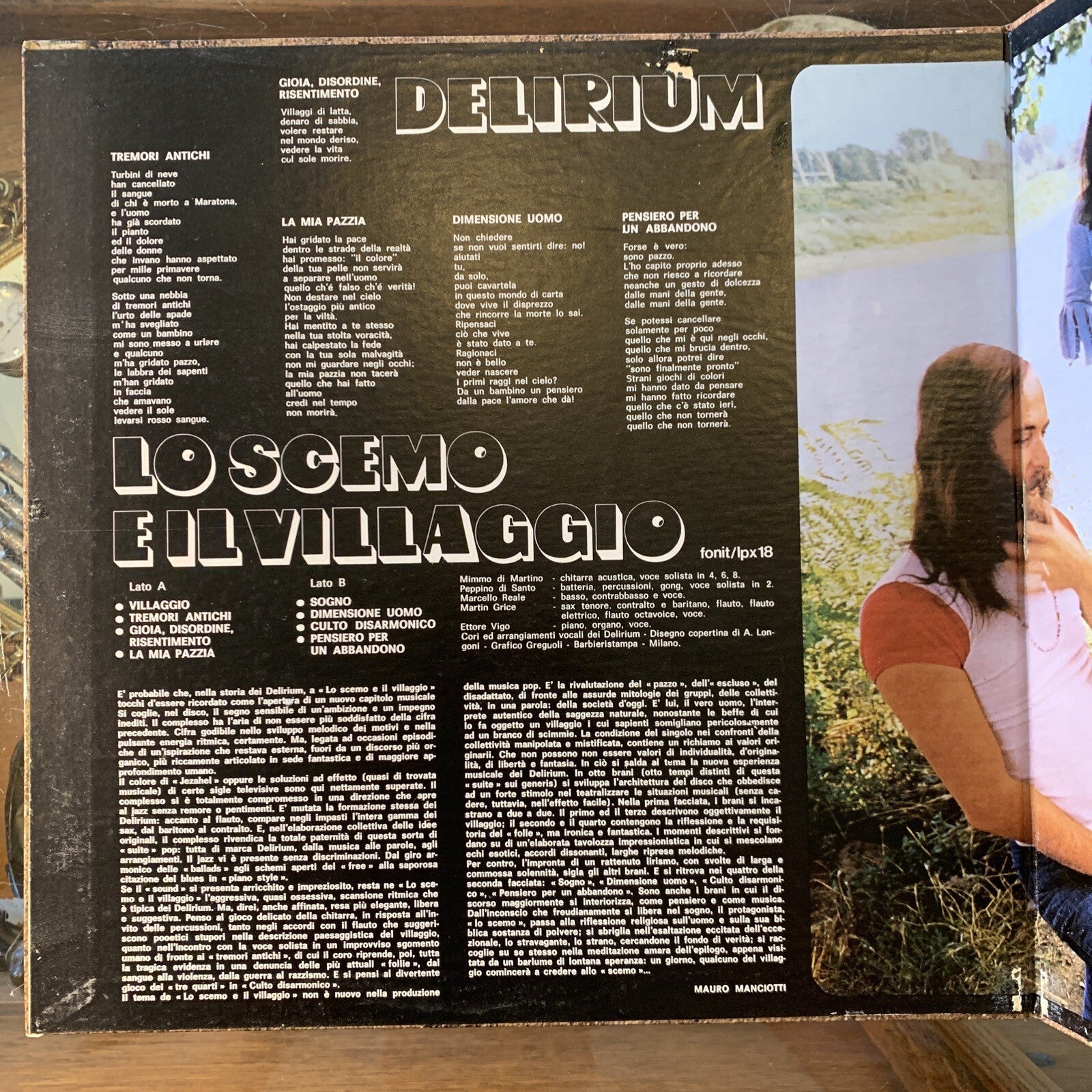Delirium Lo Scemo E Il Villaggio Sleeve VG++ Media Minty 1st Press Italy 1972