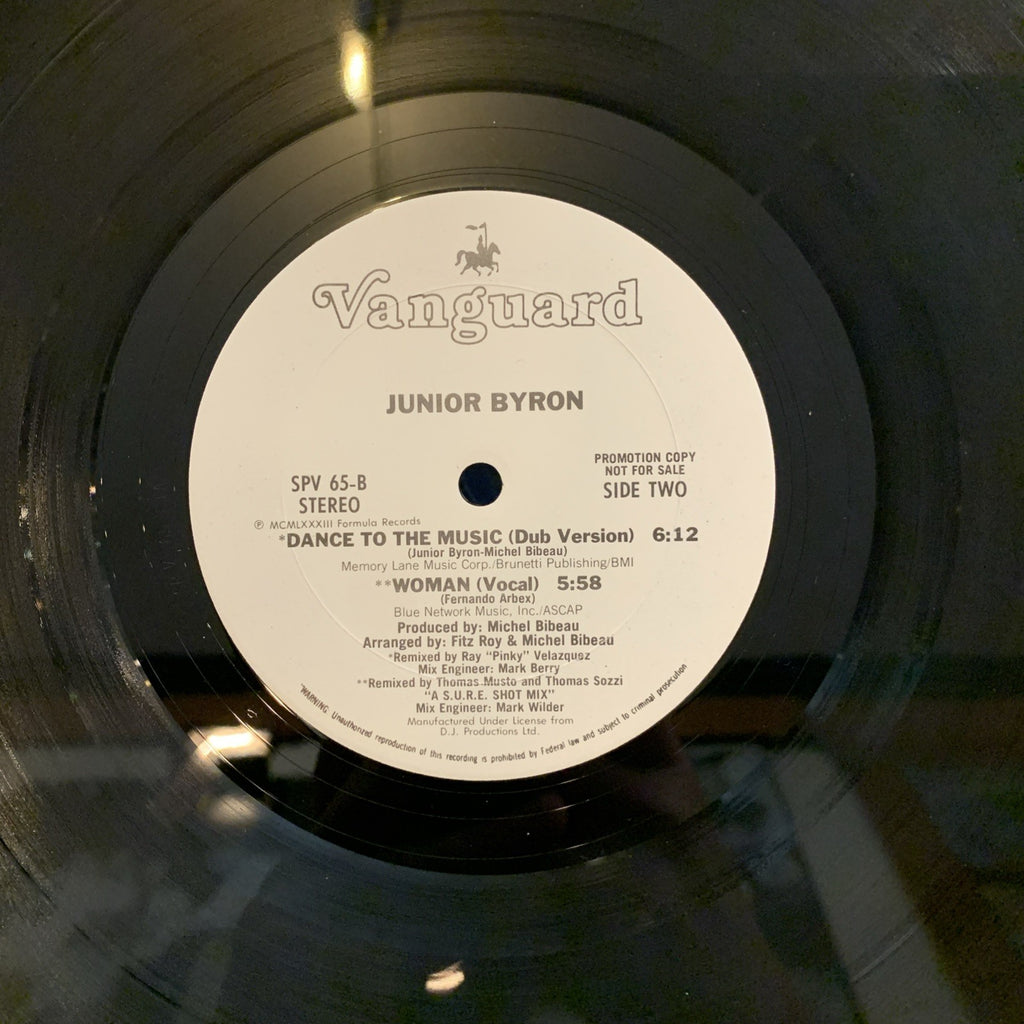 Junior Byron – Dance To The Music - Vanguard SPV-65 - White Label Promo - NM+